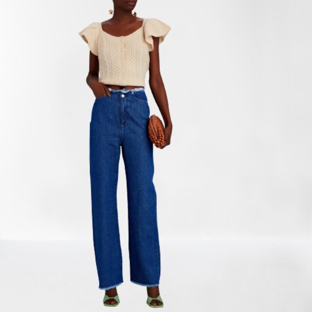 WeWoreWhat, Frayed High-Rise Straight-Leg Jeans, NWT (2 sizes)